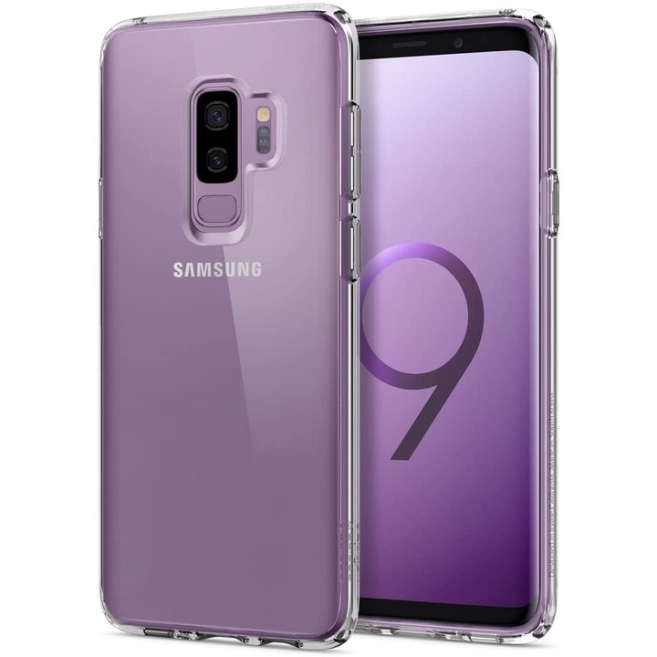 Husa transparenta cu rama metalica argintie pentru Compatibila cu Samsung S9