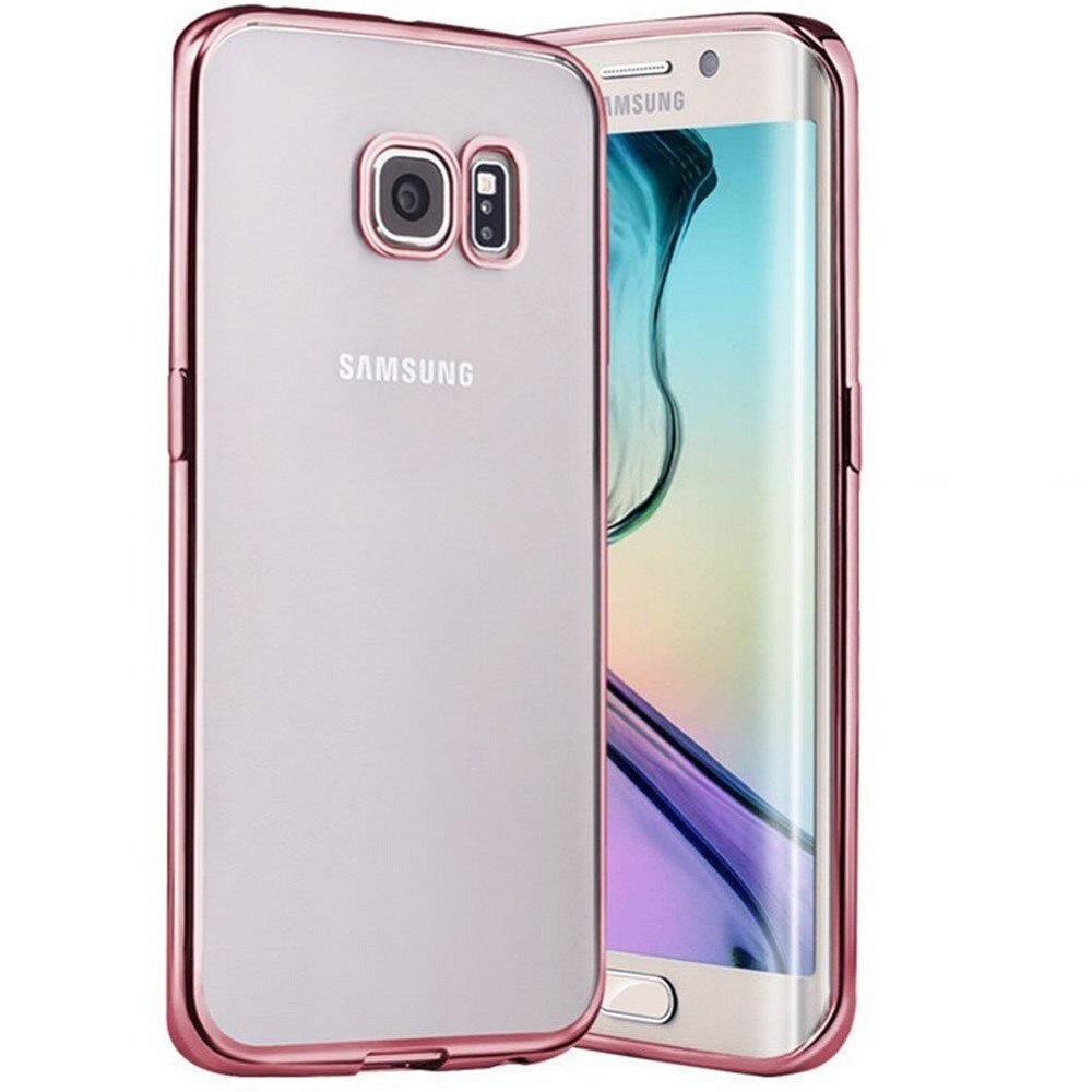 Husa transparenta cu rama metalica roz pentru Samsung Galaxy S9+