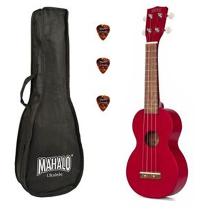 Mahalo Kahiko MK1TRD szoprán ukulele szett piros, pengető