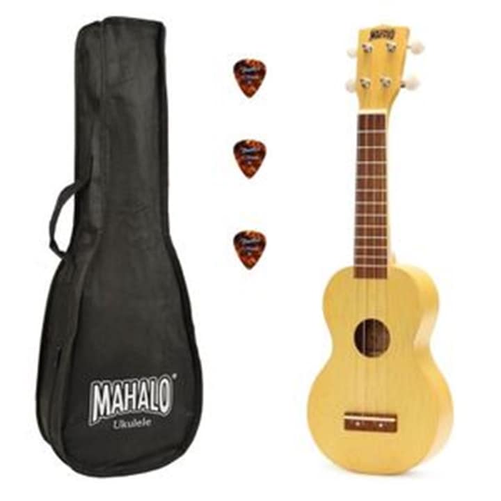 Mahalo Kahiko MK1TBS szoprán ukulele szett karamell natúr, pengető