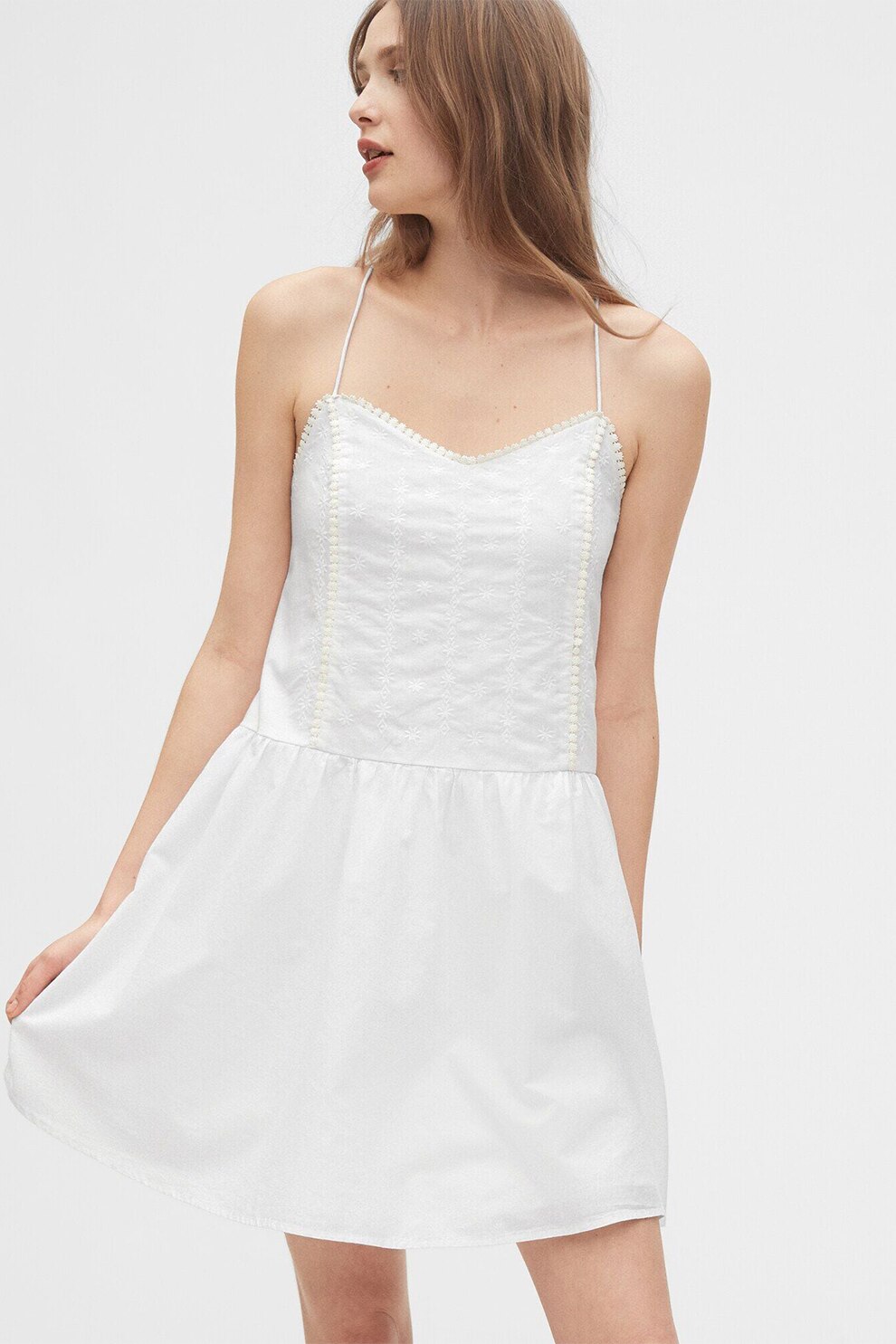 GAP, Rochie mini cu detalii brodate, Alb