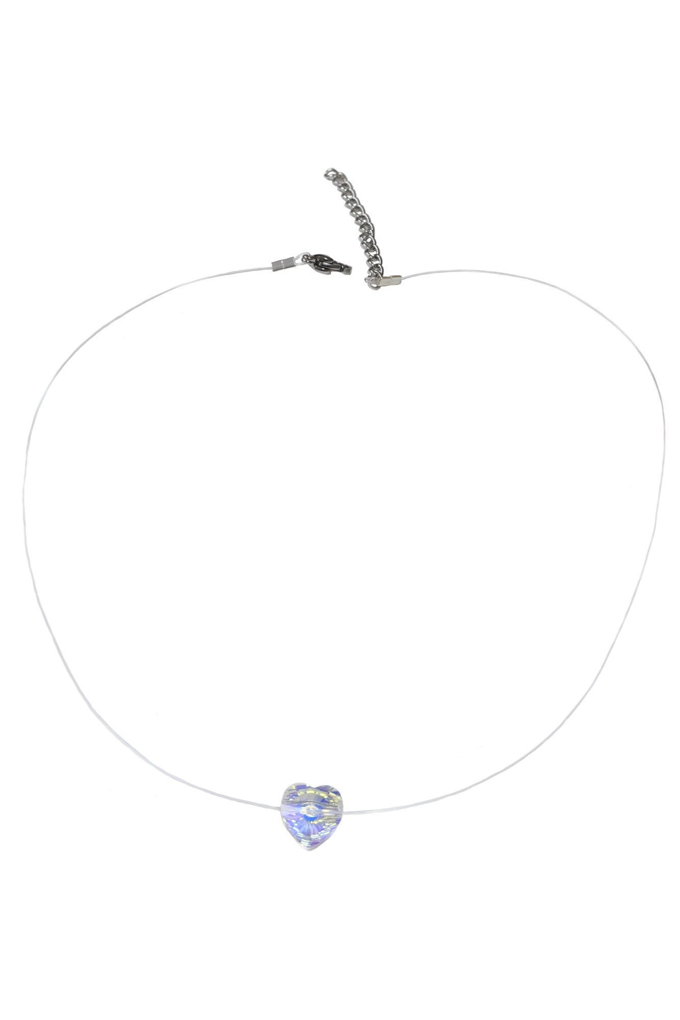Choker transparent, cristal inima, Aurora Boreala