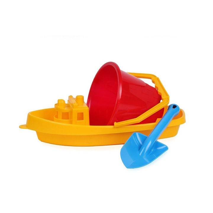 Кораб кофичка и лопатка Technok Toys W3315, жълто, за деца над 1 година