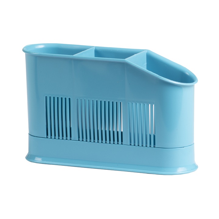 Scurgator tacamuri DOMOTTI Asca, 3 compartimente, plastic, turcoaz