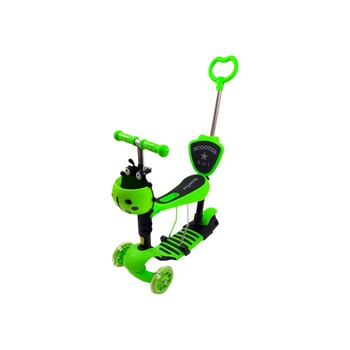 Trotineta Smart Kid 5 IN 1 cu roti luminoase, verde Trotineta Smart Kid 5 IN 1 cu roti luminoase, verde