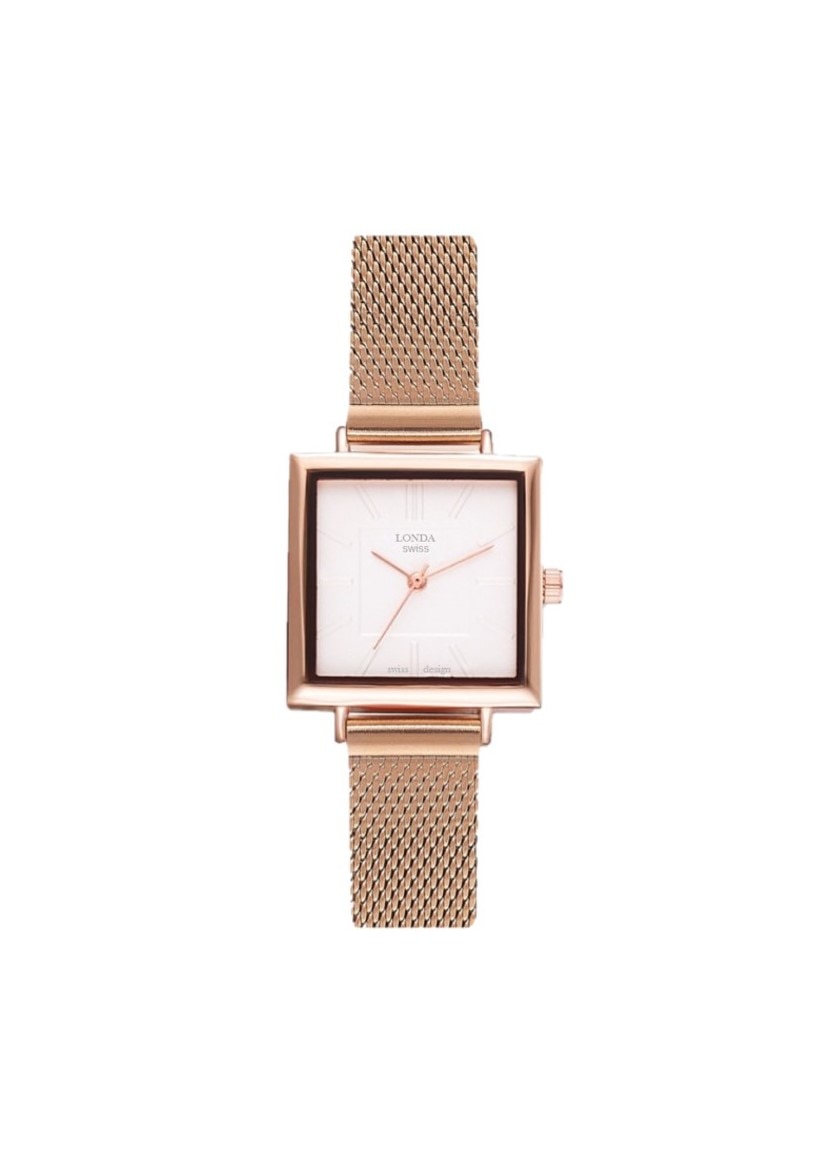 Ceas dama, Londa, Square Steel White, rose-gold