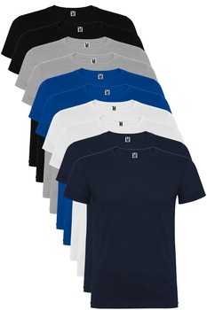 Set 10 Tricouri Clasice, 100% Bumbac, multicolor Set 10 Tricouri Clasice, 100% Bumbac, multicolor