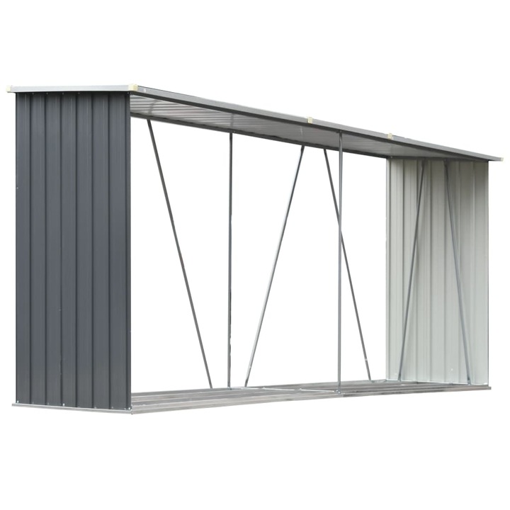 vidaXL szürke horganyzott acél kerti tűzifatároló 330 x 84 x 152 cm 20.78 kg 44859