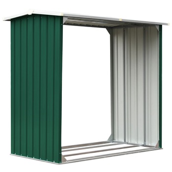 Sopron/Magazie depozitare lemne de foc, vidaXL, Otel galvanizat, 172x91x154 cm, Verde Sopron/Magazie depozitare lemne de foc, vidaXL, Otel galvanizat, 172x91x154 cm, Verde