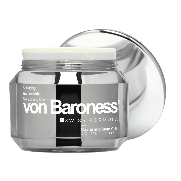 Crema anti-rid von Baroness, crema anti-rid profesionala cu Extract de Caviar Alb, Celule Stem, Colagen, Retinol si Acid Hialuronic