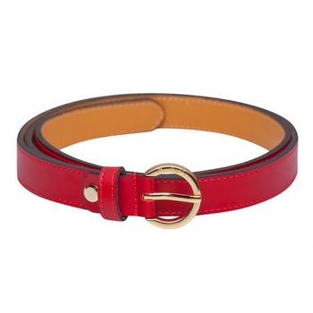 Curea de dama, Pierre Cardin, rosie cu catarama rotunda aurie Curea de dama, Pierre Cardin, rosie cu catarama rotunda aurie