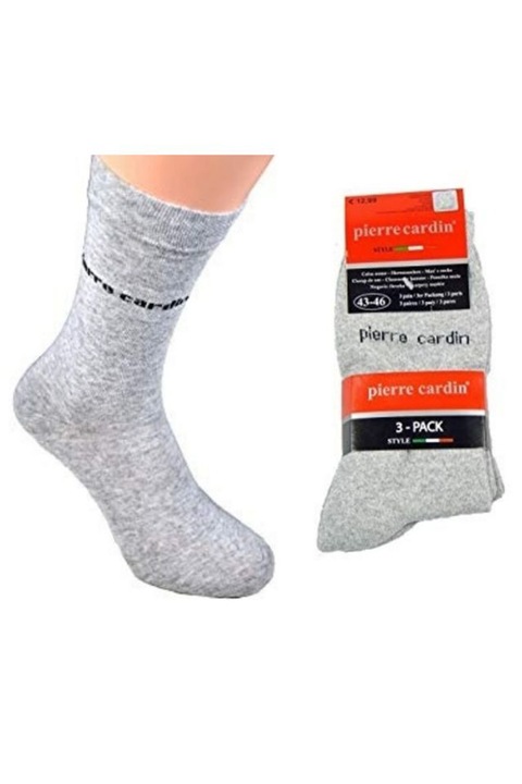 Комплект мъжки чорапи Pierre Cardin CHRP-PRCR-3PK-M-GR-39-42, 3 pack, Сив