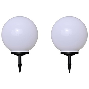 Set de 2 lampi pentru alee, glob cu LED, vidaXL, Polimetil metacrilat, 40 cm, E27, IP44, Alb Set de 2 lampi pentru alee, glob cu LED, vidaXL, Polimetil metacrilat, 40 cm, E27, IP44, Alb