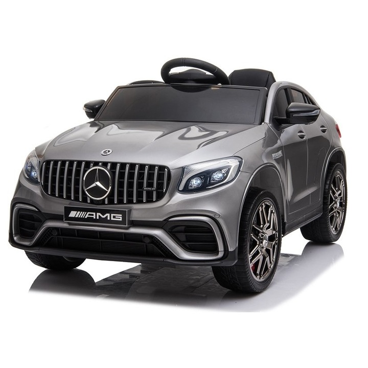 Masinuta copii Mercedes GLC 63 S, KicsiKocsiBolt, 12 V, 4 motoare, 2.4 GHz, Roti EVA, Argintiu