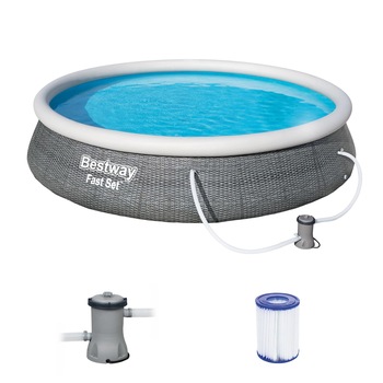 Piscina Ratan, filtru tip 2, Dimensiune 396 x 84 cm, culoare gri Piscina Ratan, filtru tip 2, Dimensiune 396 x 84 cm, culoare gri