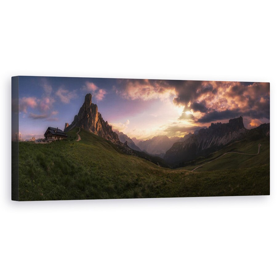 Tablou Canvas - Dolomiti, Panorama, Italia, Apus De Soare, intuneric, Vale, 40 X 120 cm