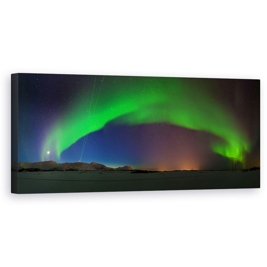 Tablou Canvas - Lumini De Nord, Cer, Noapte, Luna, Peisaj, 50 x 150 cm