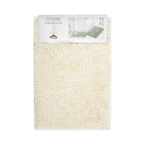 Covoras baie din microfibra-pvc Sta,alb,antialunecare,pufos