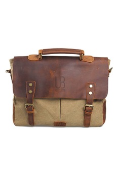 Geanta laptop din piele naturala si material textil URBAN BAG Oxford Khaki Geanta laptop din piele naturala si material textil URBAN BAG Oxford Khaki