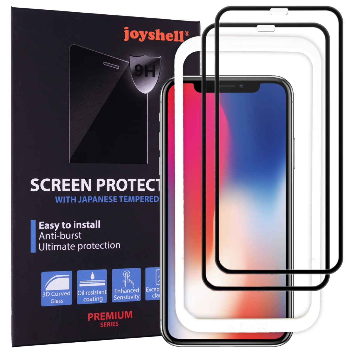 Set 2 x Folie Sticla iPhone Xr / iPhone 11, Protectie Ecran Full Cover 3D, Full Screen Adhesive, Joyshell, Negru