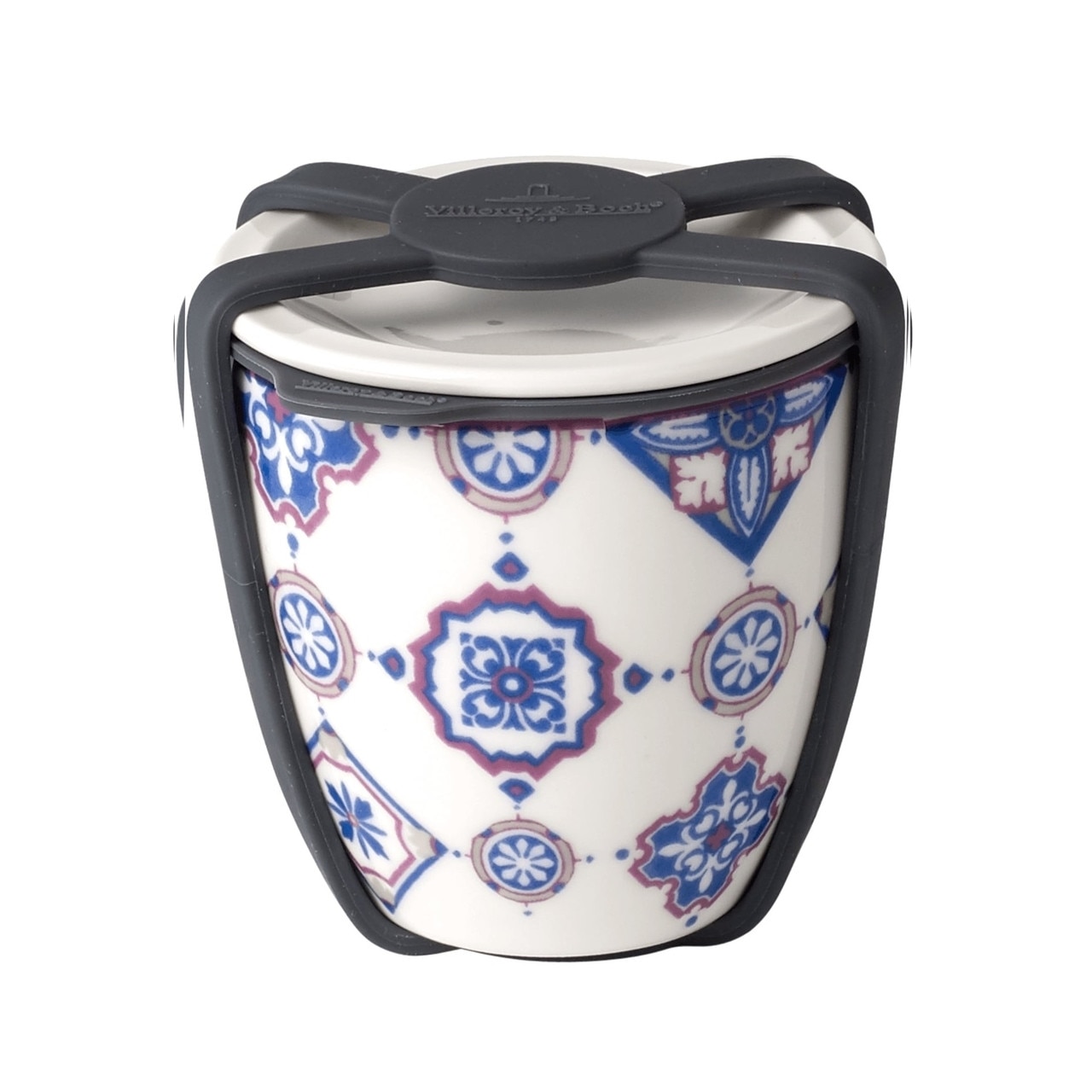 Cana cu capac pentru pranz, Villeroy & Boch, To Go Indigo Dish S, inchidere etans, 80 ml, portelan/silicon