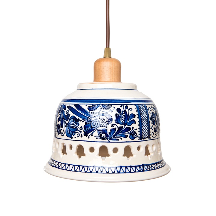 Pendul Deco Republic "Radacini - Laleaua décor albastru" E27, 1x60W, ceramica autentica Corund