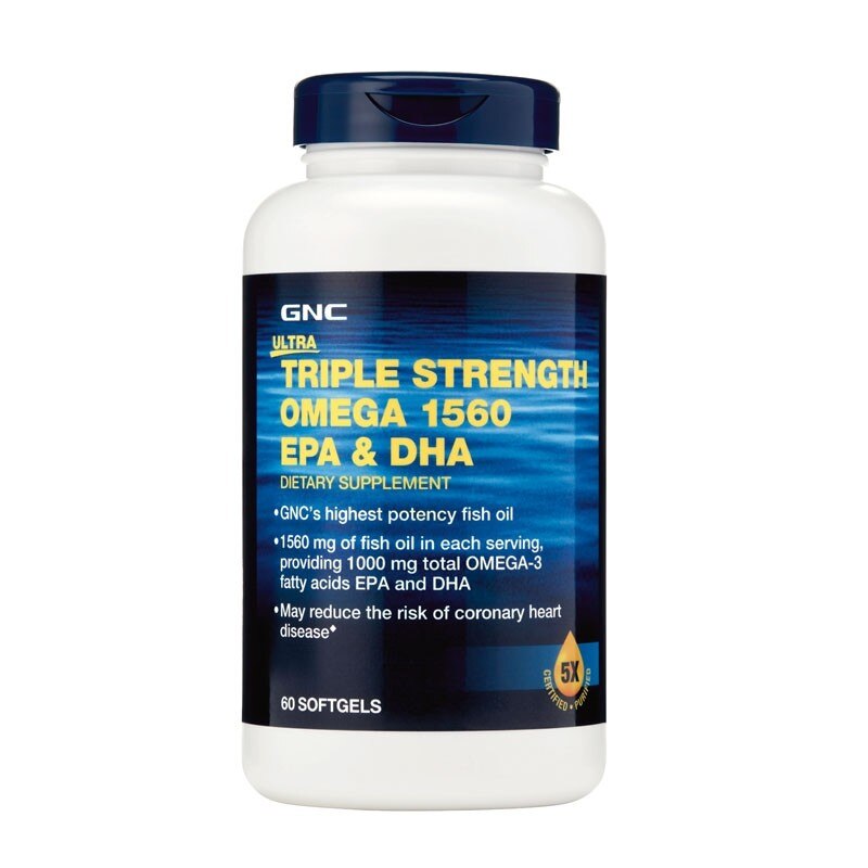 GNC Ultra Triple Strength Omega 1560 EPA & DHA - 60 Capsule Gelatinoase