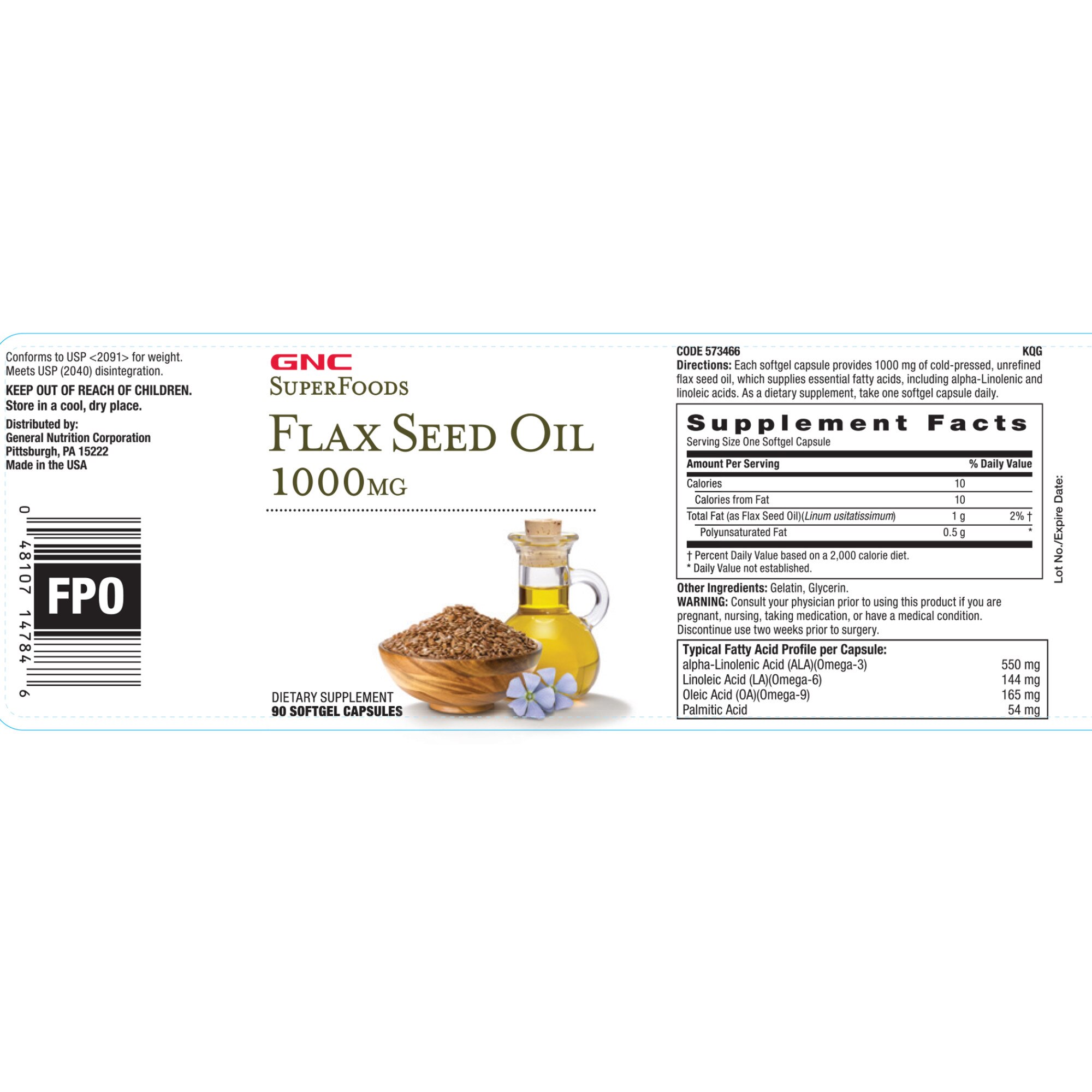 GNC Natural Brand Flax Seed Oil 1000 mg 90 Capsule Gelatinoase eMAG.ro