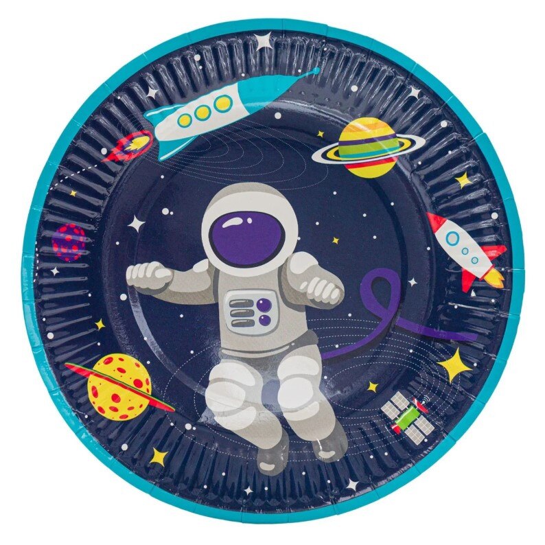 Set 6 farfurii de carton Zola® pentru petrecere copii, Astronaut 23 cm