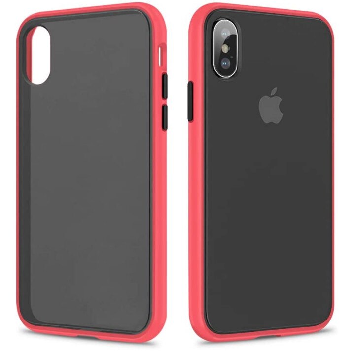 Husa mata cu bumper din silicon pentru iPhone X/XS Red