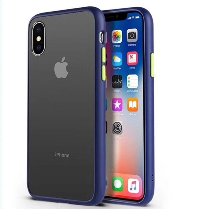 Husa mata cu bumper din silicon pentru iPhone X/XS Blue