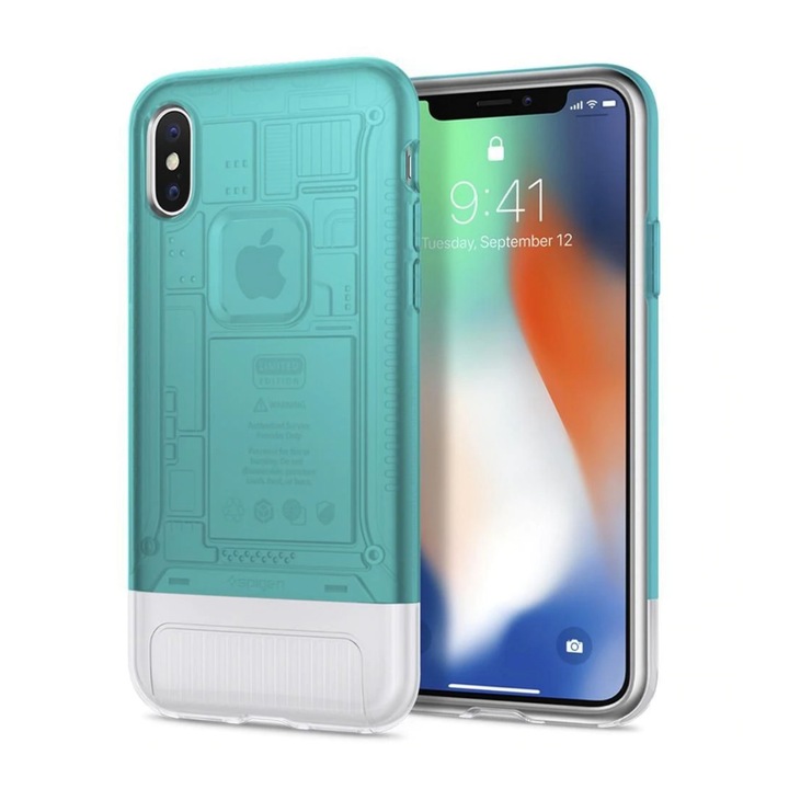 Husa Retro pentru iPhone X Green Mint