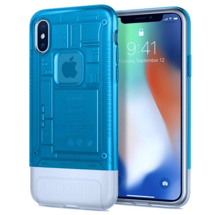Husa Retro pentru iPhone X Blue