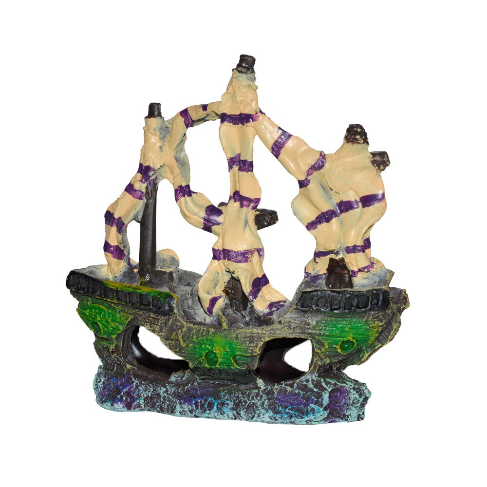 Decor acvariu epava cu panze 12 cm