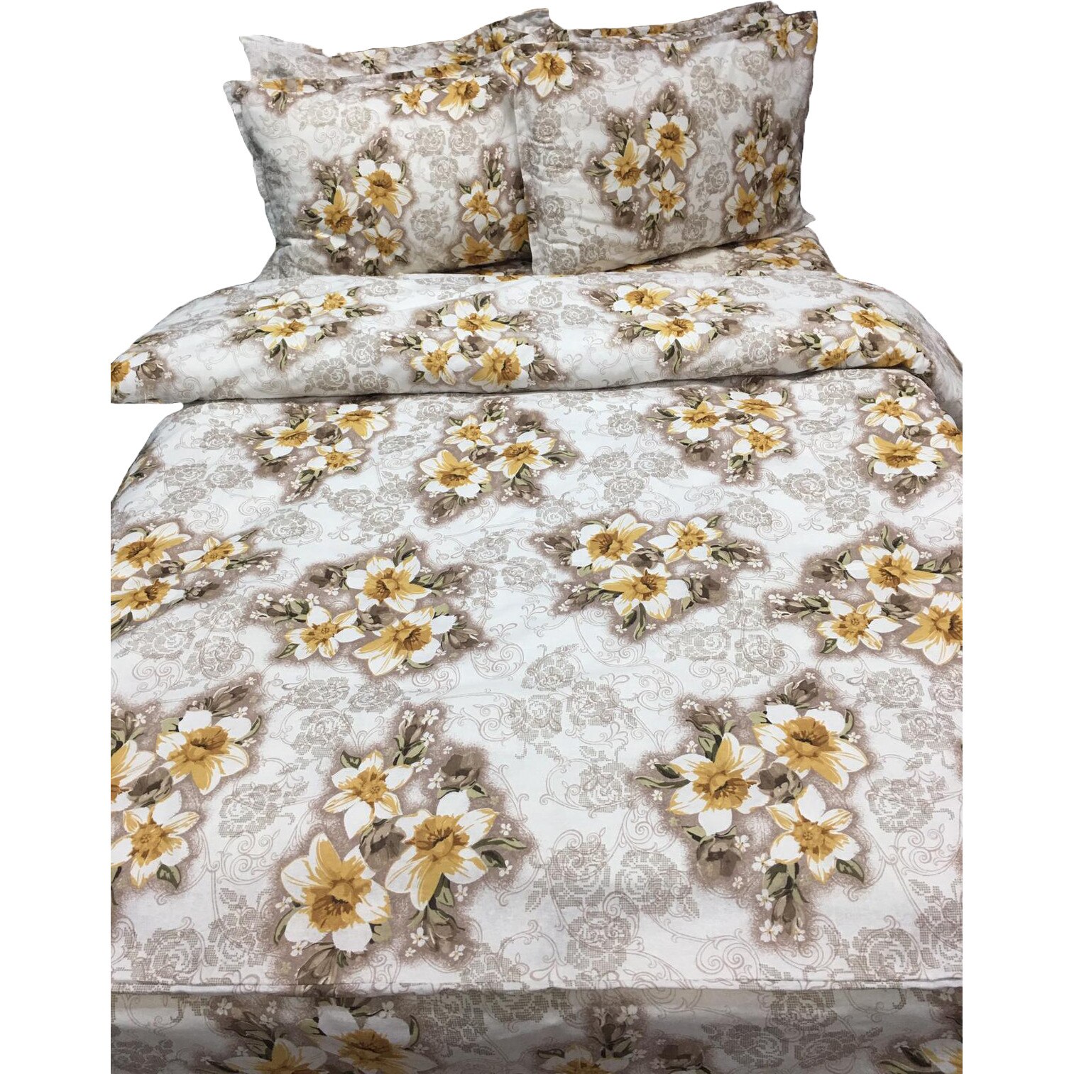 Set lenjerie multicolor, pat dublu din bumbac 100%, sase piese - D6140