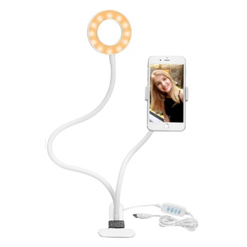 Selfie Ring Light - ZENNIC - cu suport pentru smartphone pentru Live Streaming - Alb Selfie Ring Light - ZENNIC - cu suport pentru smartphone pentru Live Streaming - Alb