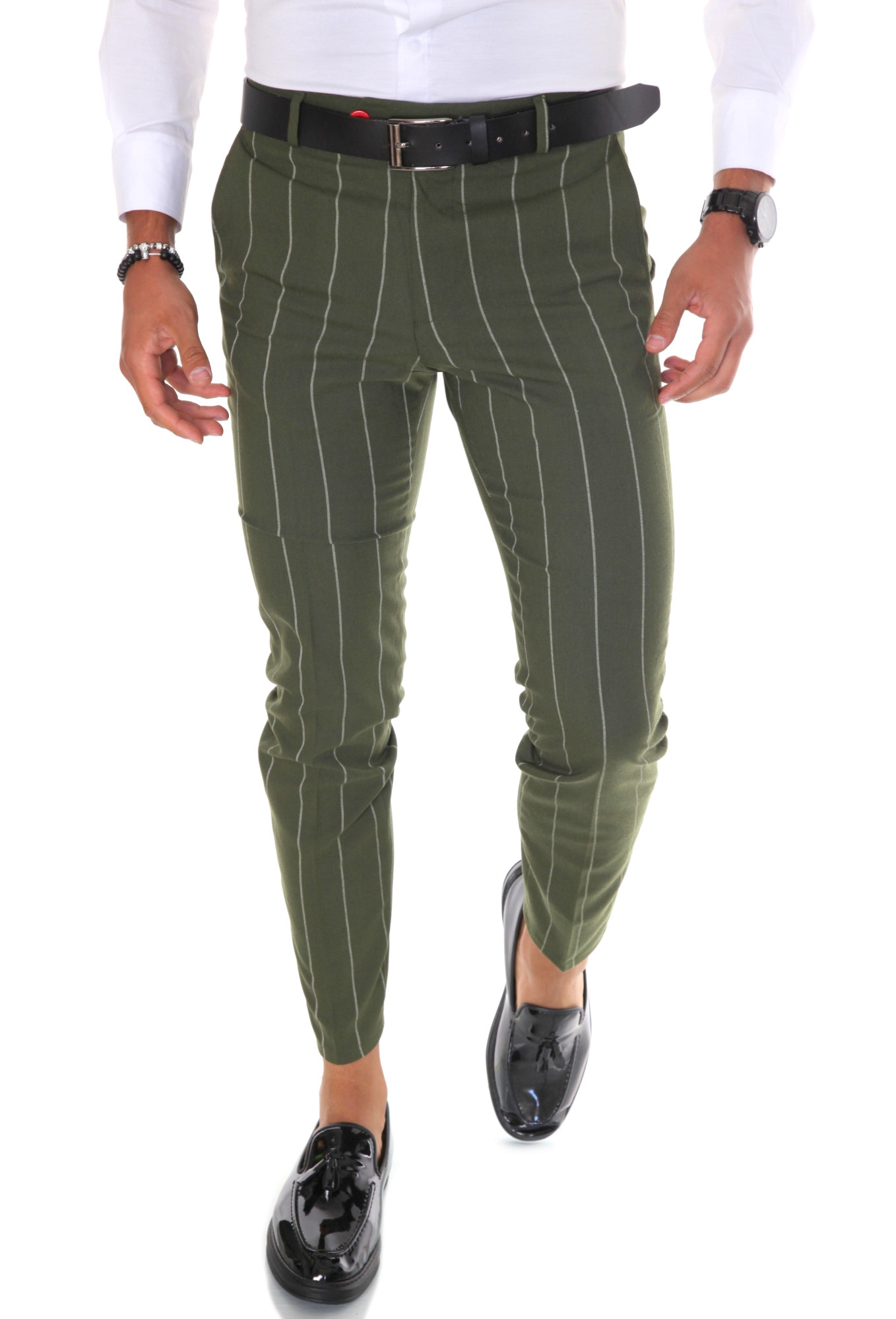 Pantaloni eleganti, pentru barbati, slim fit, kaki, B1798, Kaki