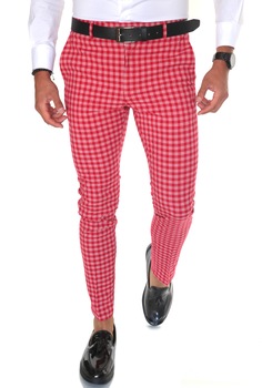Pantaloni eleganti, pentru barbati, slim fit, rosu, B1855, Rosu Pantaloni eleganti, pentru barbati, slim fit, rosu, B1855, Rosu