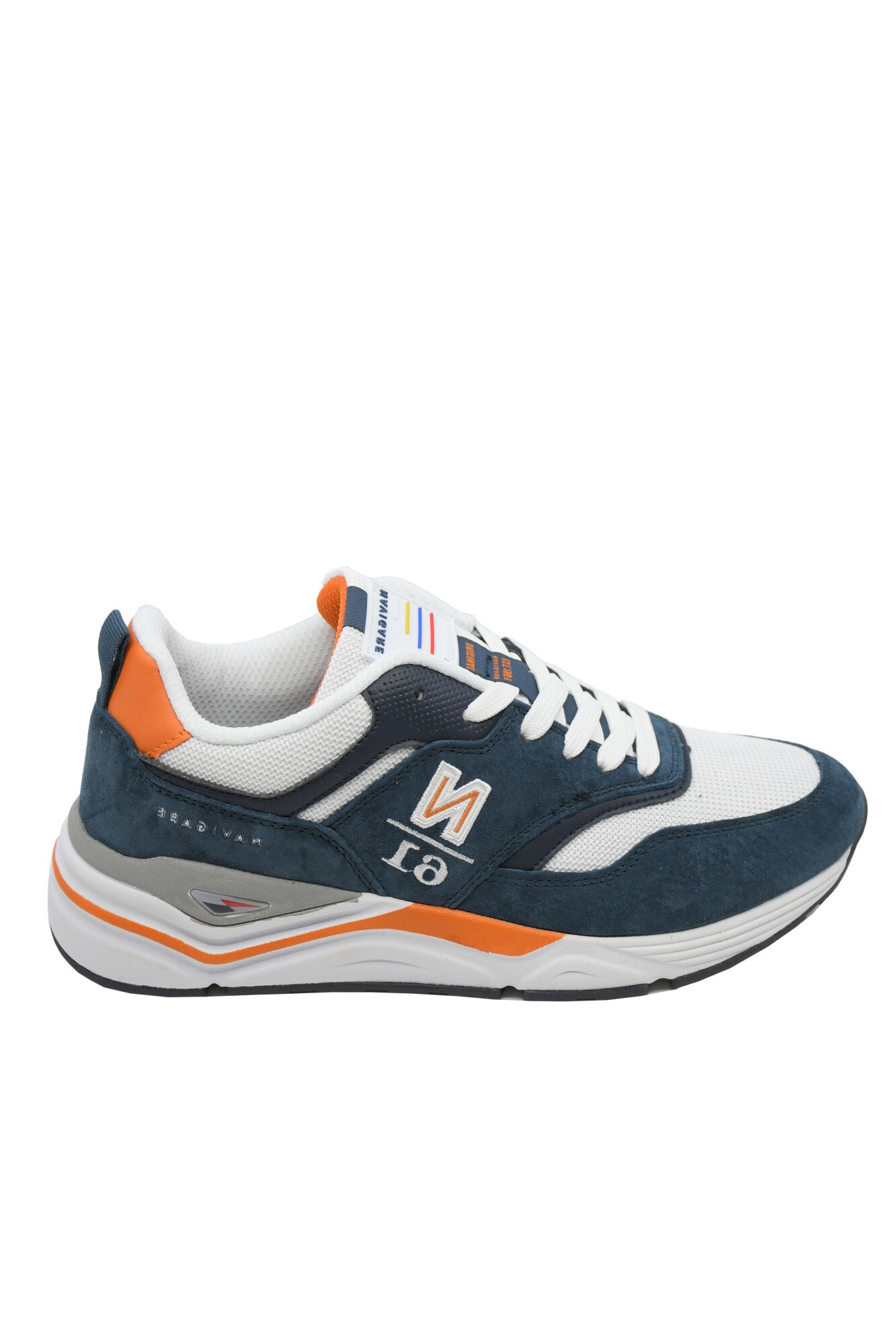 Pantofi sport barbati Zip, alb cu bleumarin oceanic