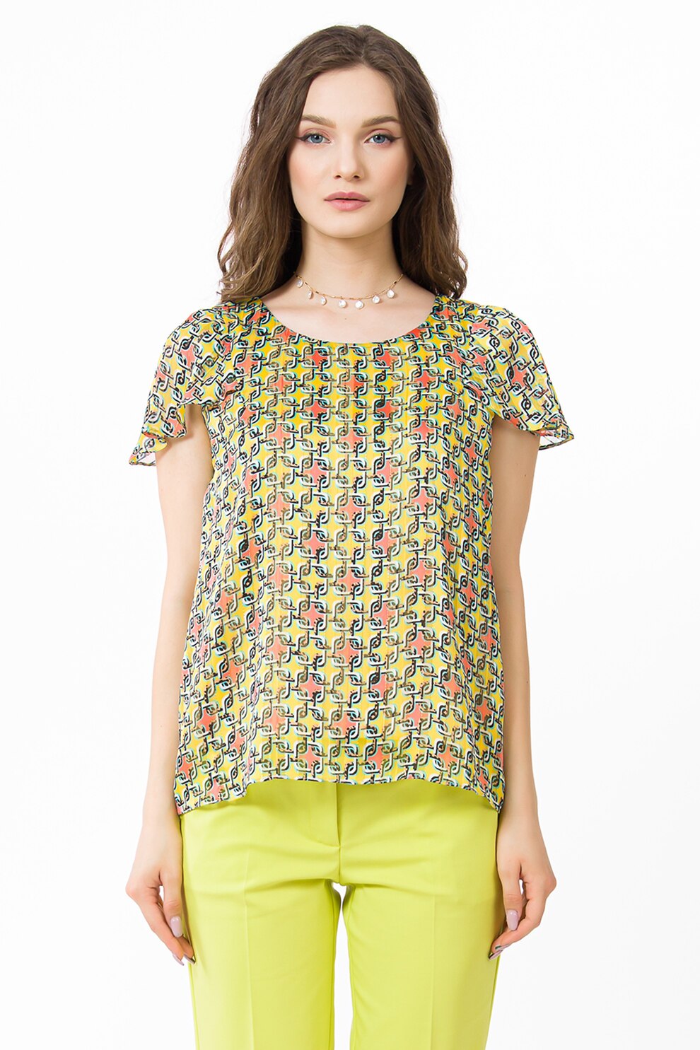 Sense, Bluza cu imprimeu grafic, Galben/Albastru/Roz prafuit