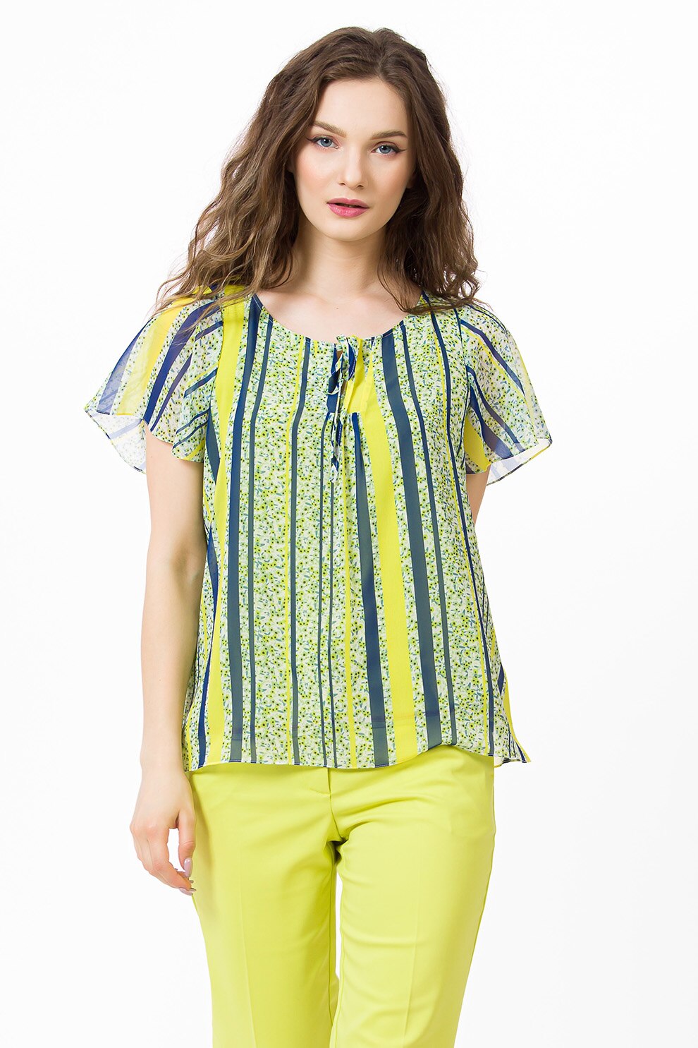 Sense, Bluza cu maneci scurte, Galben/Albastru prafuit/Verde electric