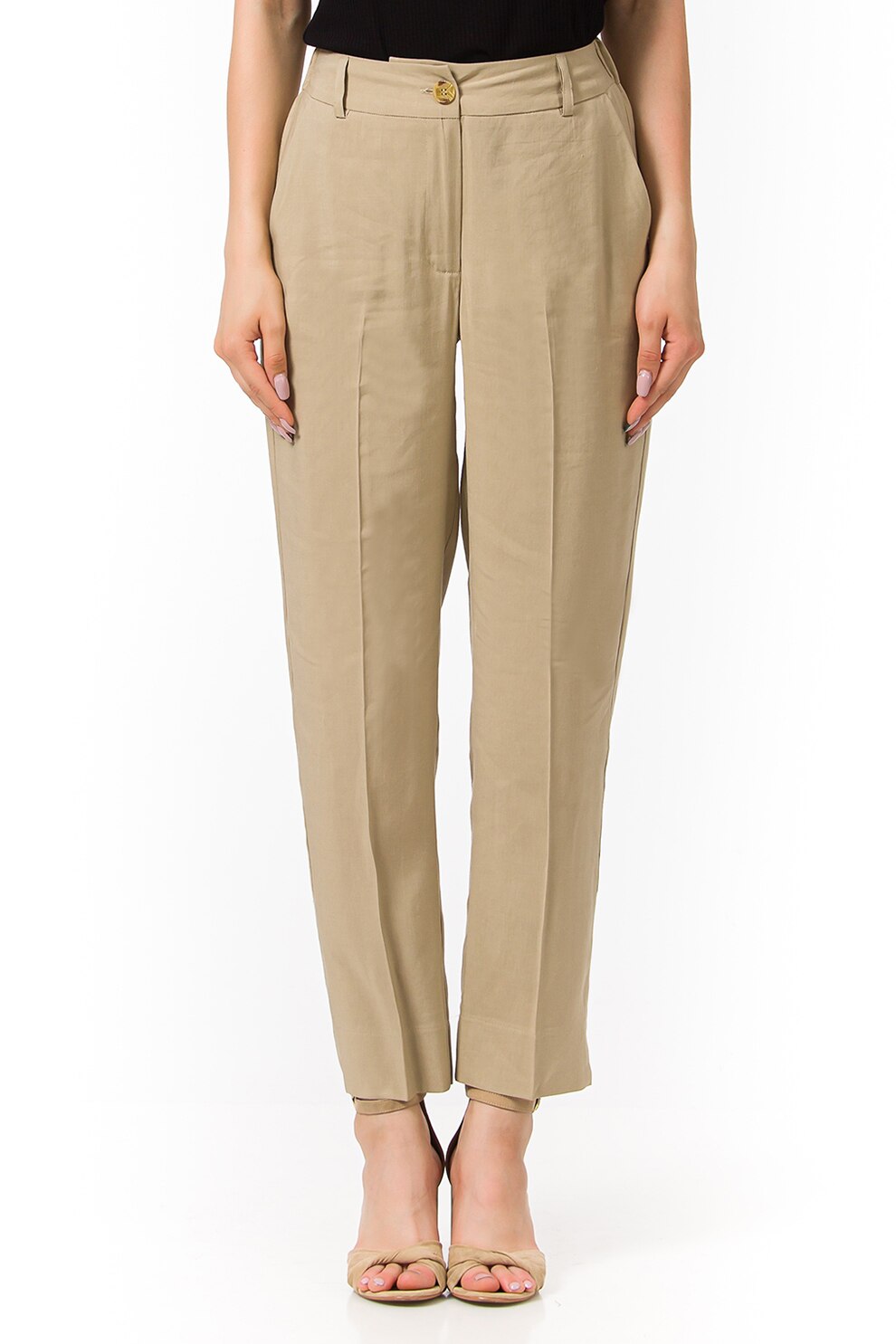 Sense, Pantaloni chino cu slituri laterale, Maro camel