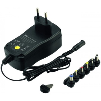 Alimentator universal in comutatie Well, 1500 mA, 6 mufe, Negru Alimentator universal in comutatie Well, 1500 mA, 6 mufe, Negru