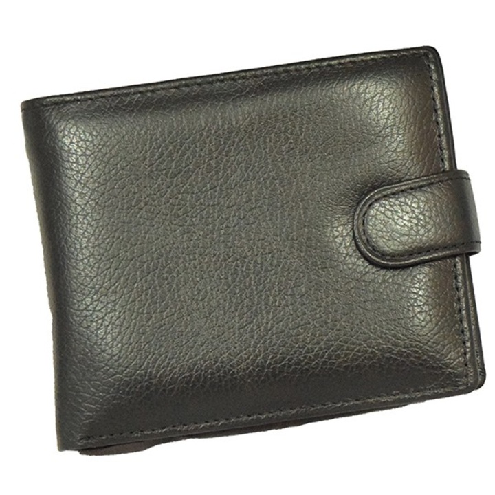 Мъжко портмоне Be Creative, Италианска естествена кожа, Черен, Вграден калъф за документи