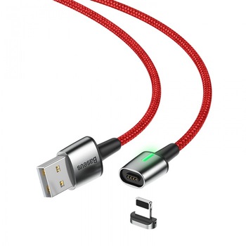 Cablu de incarcare Baseus, Zinc Magnetic, Lightning, 1M 2.4 A, Rosu Cablu de incarcare Baseus, Zinc Magnetic, Lightning, 1M 2.4 A, Rosu