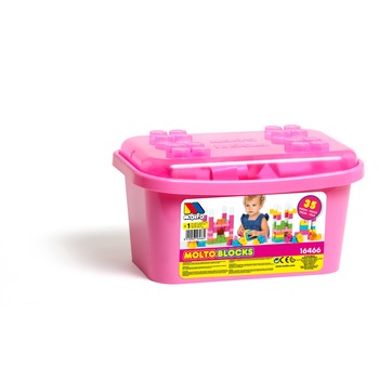 Cutie cu 35 de cuburi de constructie Molto roz Cutie cu 35 de cuburi de constructie Molto roz
