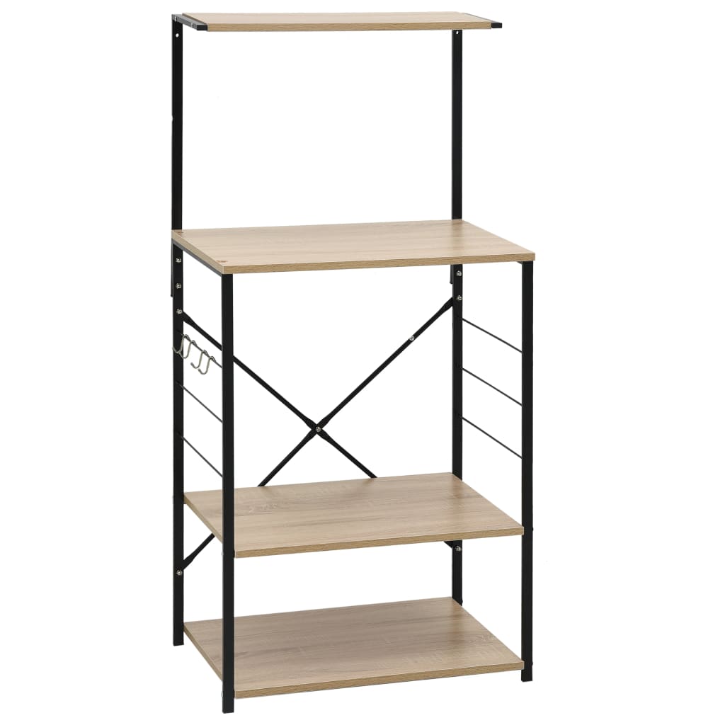 Raft de bucatarie pentru cuptorul cu microunde cu 4 niveluri, vidaXL, PAL, 60 x 39.6 x 123 cm, Negru/Maro