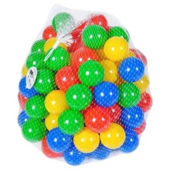 Set 60 de bile din plastic pentru spatii de joaca, interior sau exterior, multicolor, diametru 7mm