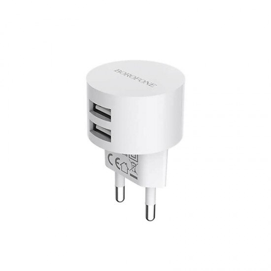 Adaptor priza 2.4A cu doua porturi USB BA23A ,Alb