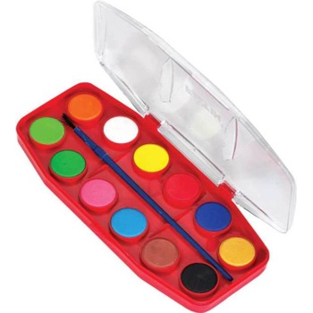 Acuarele cu Pensula FAITH, 12 Culori, Diametrul Pastilei 24 mm Acuarele cu Pensula FAITH, 12 Culori, Diametrul Pastilei 24 mm